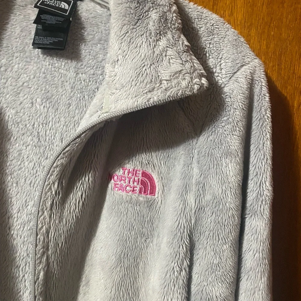 The North Face Gray Fleece Jacket with Pink Logo - Picture 4 of 7